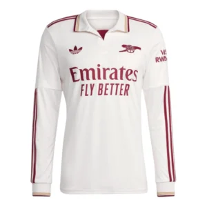 Camisa Arsenal III 25/26 manga longa - Torcedor Adidas Masculina - Branca com detalhes em vinho