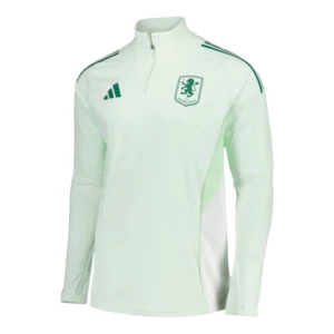 Camisa Aston Villa Treino 25/26 manga longa - Torcedor Adidas Masculina - Branca e verde