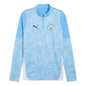 Camisa Manchester City Treino 25/26 manga longa - Torcedor Puma Masculina - Azul e branca