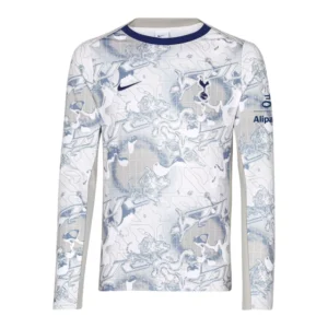 Camisa Tottenham Pré-jogo I 25/26 manga longa - Torcedor Nike Masculina - Branca com detalhes em azul e cinza