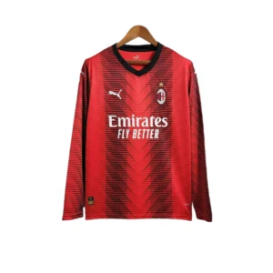 Camisa AC Milan I 23/24 manga longa - Torcedor Puma Masculina - Vermelha e preta