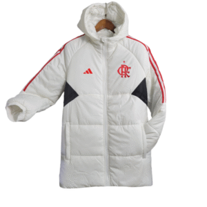 Jaqueta Bobojaco Flamengo II 17/18 Masculina Adidas - Branca com detalhes em preto e vermelho