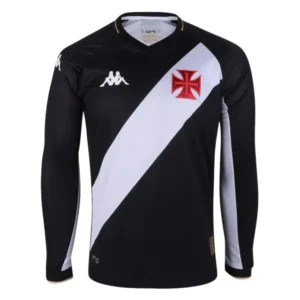 Camisa Vasco da Gama I 23/24 manga longa - Torcedor Kappa Masculina - Preta e branca