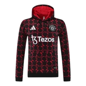 Jaqueta Corta-Vento Manchester United Treino - Masculina Adidas - Preta com detalhes em vermelho