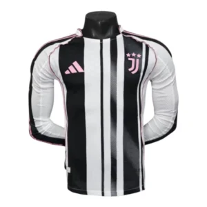 Camisa Juventus I 25/26 manga longa - Jogador Adidas Masculina - Preta e branca com detalhes em rosa