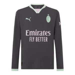 Camisa AC Milan III 24/25 manga longa - Torcedor Puma Masculina - Cinza com detalhes em verde