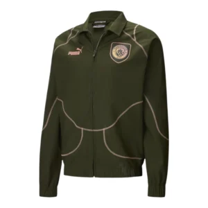 Jaqueta Corta-Vento Manchester City 24/25 - Masculina Puma - Verde com detalhes em rosa