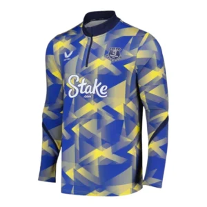 Camisa Everton Pré-jogo 24/25 manga longa - Torcedor Castore Masculina - Azul com detalhes em amarelo