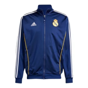 Jaqueta Corta-Vento Real Madrid 1999/00 - Masculina Adidas - Azul com detalhes em amarelo