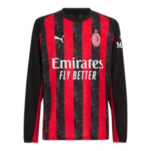 Camisa AC Milan I 25/26 manga longa - Torcedor Puma Masculina - Preta e vermelha com detalhes em cinza