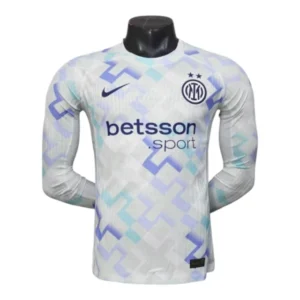 Camisa Inter de Milão II 25/26 manga longa - Jogador Nike Masculina - Branca com detalhes em azul e verde