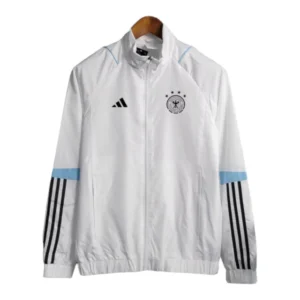 Jaqueta Corta-Vento Seleção da Alemanha 23/24 - Masculina Adidas - Branca com detalhes em azul e preto