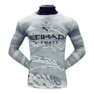 Camisa Manchester City Edição especial 24/25 manga longa - Jogador Puma Masculina - Branca com detalhes em cinza