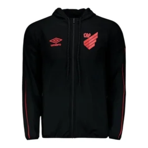 Jaqueta Corta-Vento Athletico Paranaense Treino 24/25 - Masculino Umbro - Preta com detalhes em vermelho