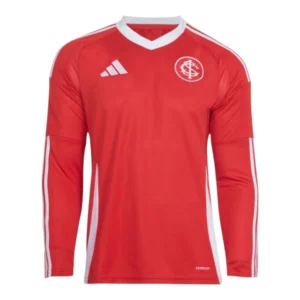 Camisa Internacional I 25/26 manga longa - Torcedor Adidas Masculina - Vermelha com detalhes em branco