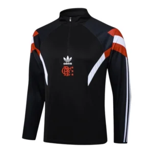 Jaqueta Corta-Vento Flamengo Treino 25/26 - Masculina Adidas - Preta com detalhes em branco e vermelho