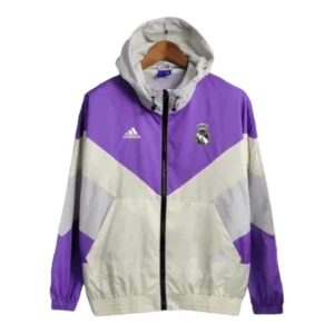 Jaqueta Corta-Vento Real Madrid 23/24 - Masculina Adidas - Roxa e branca