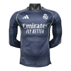 Camisa Real Madrid II 25/26 manga longa - Jogador Adidas Masculina - Azul com detalhes em amarelo