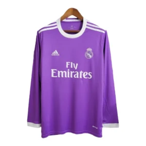 Camisa Retrô Real Madrid II 2017/2018 manga longa - Adidas Masculina - Roxa com detalhes em branca