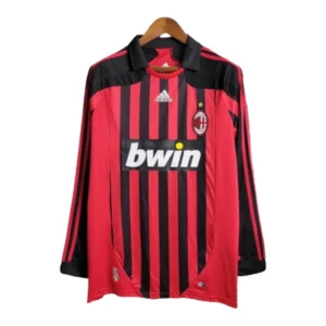 Camisa Retrô AC Milan I 2007/2008 manga longa - Masculina Adidas - Vermelha e preta