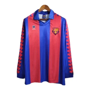 Camisa Retrô Barcelona I 1992 manga longa - Masculina Meyba - Azul e vermelha