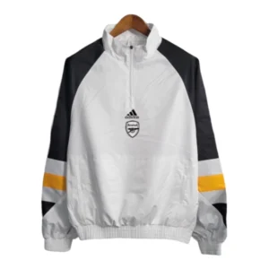 Jaqueta Corta-Vento Arsenal 23/24 - Branca com detalhes em preto e amarelo