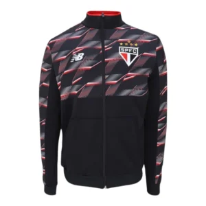 Jaqueta Corta-Vento São Paulo 24/25 - Masculina New Balance - Preta com detalhes em vermelho