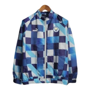 Jaqueta Corta-Vento Manchester City 23/24 Masculina Puma - Azul com detalhes em branco e azul claro