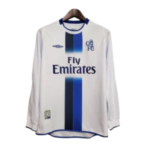 Camisa Retrô Chelsea II 2003/2005 manga longa - Masculina Umbro - Branca com detalhes em azul
