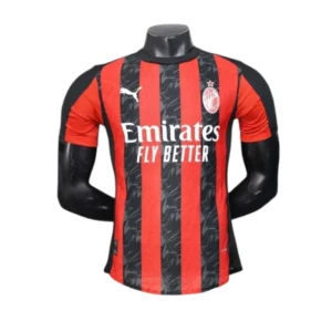 Camisa AC Milan I 25/26 - Jogador Puma Masculina - Preta e vermelha com detalhes em cinza