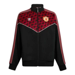 Jaqueta Corta-Vento Manchester United Edição comemorativa 1991 II - Masculina Adidas - Preta com detalhes em vermelho