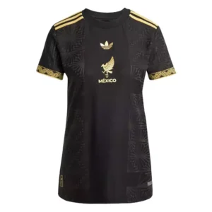 Camisa Seleção México I 25/26 - Torcedor Adidas Feminina - Preta com detalhes em dourado