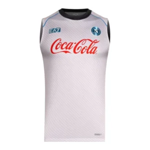 Camisa Regata Napoli Treino 25/26 - Torcedor EA7 Masculina - Branca e cinza