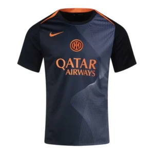 Camisa Inter de Milão Pré-jogo 25/26 - Torcedor Nike Masculina - Preta e laranja