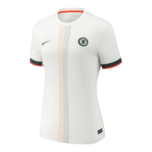 Camisa Chelsea II 25/26 - Torcedor Nike Feminina - Branca com detalhes em verde e vermelho
