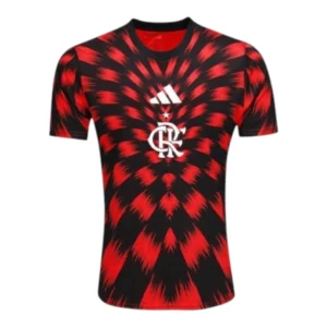 Camisa Flamengo Pré-jogo 25/26 - Torcedor Adidas Feminina - Vermelha e preta