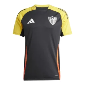 Camisa Atlético Mineiro Treino 25/26 - Torcedor Adidas Masculina - Preta com detalhes em amarelo e laranja