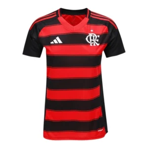 Camisa Flamengo I 25/26 - Torcedor Adidas Feminina - Preta e vermelha