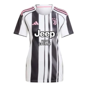 Camisa Juventus I 25/26 - Torcedor Adidas Feminina - Preta e branca com detalhes em rosa