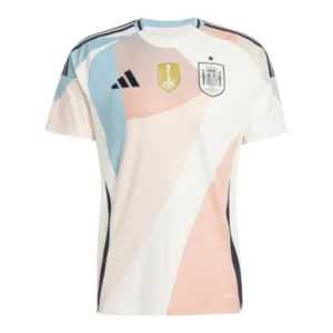 Camisa Seleção Espanha Eurocopa II 25/26 - Torcedor Adidas Masculina - Branca com detalhes em rosa e azul