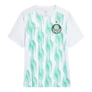 Camisa Palmeiras Pré-jogo 25/26 - Torcedor Puma Masculina - Branca com detalhes em verde