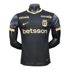 Camisa Atlético Nacional II 25/26 - Jogador Nike Masculina - Preta com detalhes em amarelo e Com Patrocínio