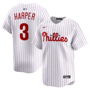 Camisa MLB Philadelphia Phillies Bryce Harper Home Torcedor Masculina Branca Listrada