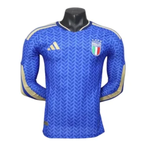 Camisa Seleção Itália I 26/27 manga longa - Jogador Adidas Masculina - Azul