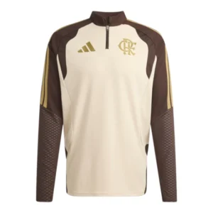 Camisa Flamengo Treino 26/27 manga longa - Torcedor Adidas Masculina - Bege e marrom