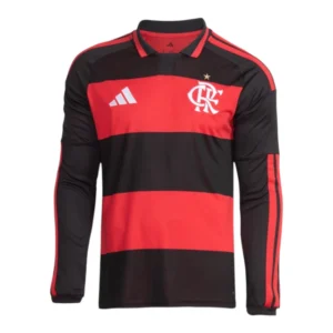Camisa Flamengo I 26/27 manga longa - Torcedor Adidas Masculina - Preta e vermelha