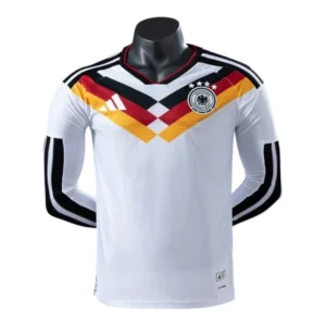Camisa Seleção Alemanha I 26/27 manga longa - Jogador Adidas Masculina - Branca com detalhes em amarelo e vermelho