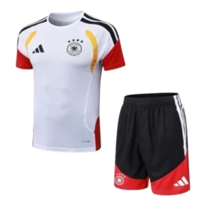 Kit Treino adulto - Camisa e Shorts - Seleção Alemanha Adidas 26/27 - Branco e preto com detalhes em amarelo e vermelho