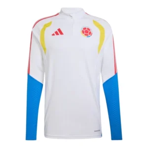 Camisa Seleção Colômbia Treino 26/27 manga longa - Torcedor Adidas Feminina - Branca com detalhes em azul e amarelo