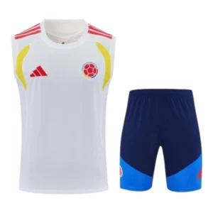 Kit Treino adulto - Camisa e Shorts - Seleção Colômbia Adidas 26/27 - Branco e azul